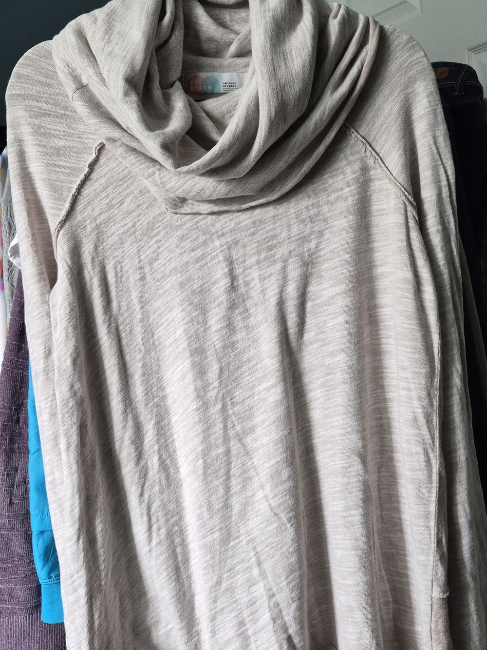 Free People Cocoon Light Taupe Cowl Neck Sweater Sz Md